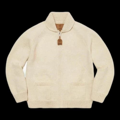 Supreme Box Logo Cowichan Sweater 'White Red Black'