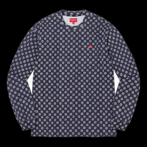 Supreme Small Box L/S Tee 'Navy White'
