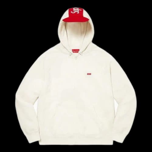 Supreme Brim Zip Up Hooded Sweatshirt 'White Red'