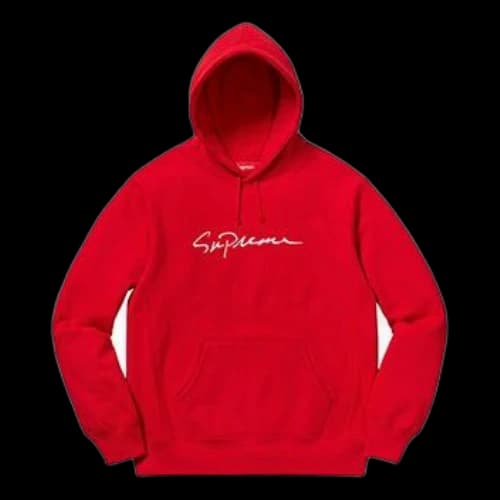 Supreme FW18 Classic Script Hooded Sweatshirt Red Logo