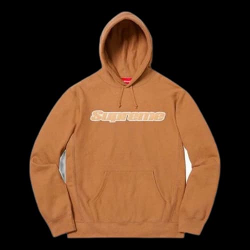 Supreme SS19 Chenille Hooded Sweatshirt Brown