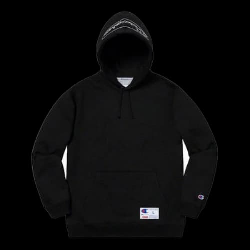 Supreme x Champion SS19 Outline Hooded Sweatshirt black Logo