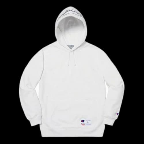 Supreme x Champion SS19 Outline Hooded Sweatshirt White