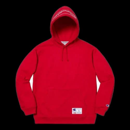 Supreme x Champion SS19 Outline Hooded Sweatshirt Dark Red