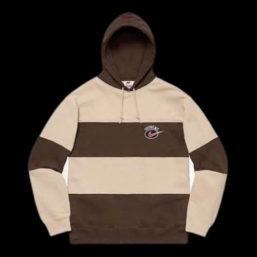 Supreme x Nike Stripe Hooded Sweatshirt 'Brown Tan'