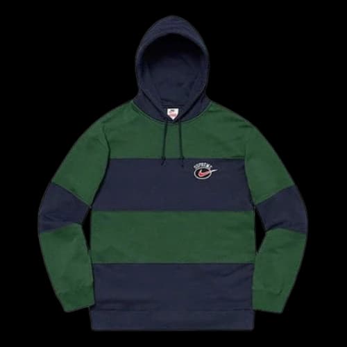 Supreme SS19 x Nike Stripe Hooded Sweatshirt 'Blue'