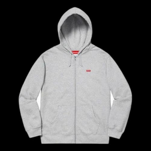 Supreme SS19 Small Box Zip Up Sweatshirt Chest Small Label Zipper Unisex Gray