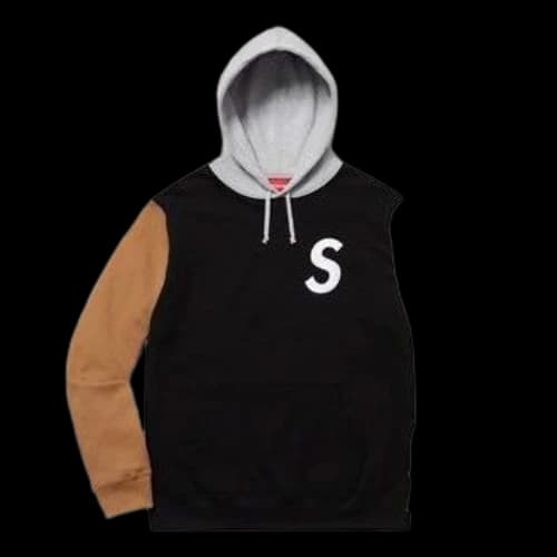 Supreme S Logo Colorblocked Hooded Sweatshirt 'Black Brown White'