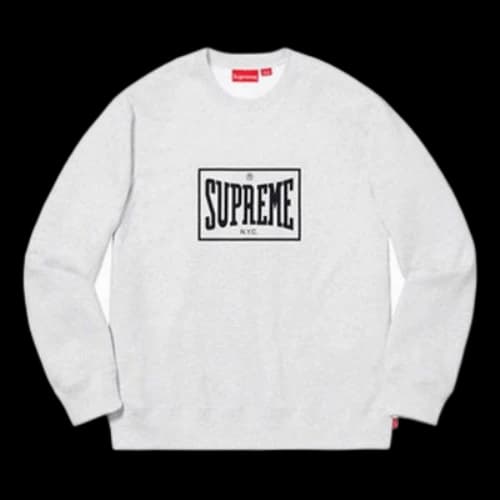 Supreme SS19 Warm Up Crewneck AshGrey logo