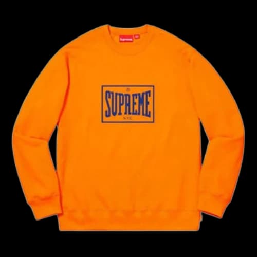 Supreme SS19 Warm Up Crewneck Orange logo