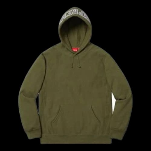 Supreme SS19 Sequin Arc Hooded Sweatshirt Dark Green logo