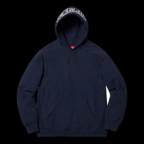 Supreme SS19 Sequin Arc Hooded Sweatshirt Navy logo