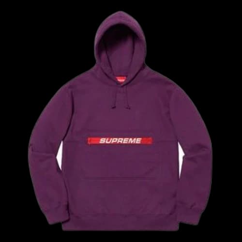 Supreme SS19 Zip Pouch Hooded Sweatshirt Purplelogo