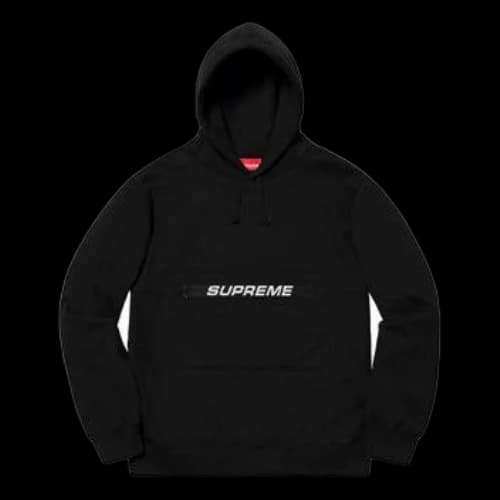 Supreme SS19 Zip Pouch Hooded Sweatshirt Black logo