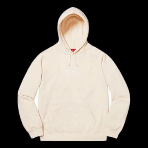 Supreme SS19 Tag Logo Hooded Sweatshirt Natural Logo