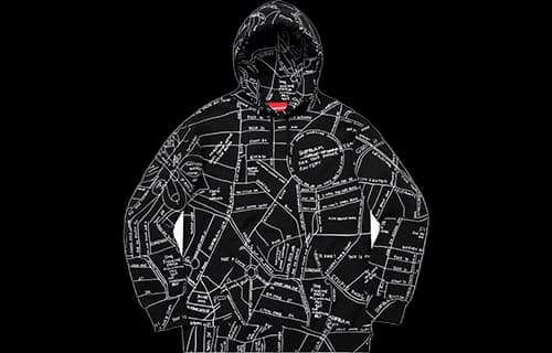 Supreme SS19 Gonz Embroidered Map Hooded Sweatshirt Black