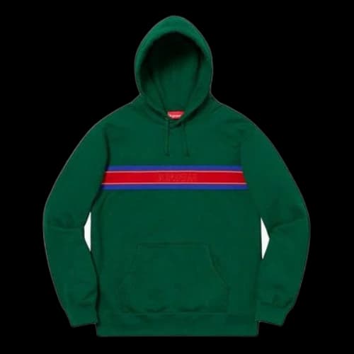 Supreme SS19 Chest Stripe Hooded Sweatshirt DarkGreen