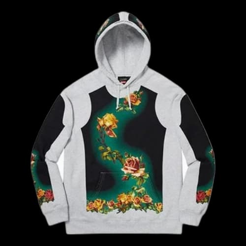 Supreme x Jean Paul Gaultier Floral Print Hooded Sweatshirt 'Grey Black Green'