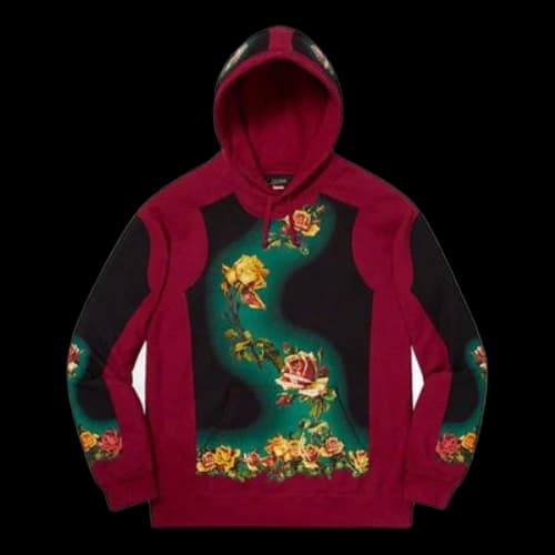 Supreme SS19 x Jean Paul Gaultier Floral Print Hooded Sweatshirt Red