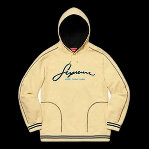 Supreme Contrast Embroidered Hooded Sweatshirt 'Yellow Navy'