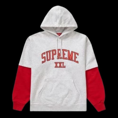 Supreme XXL Hooded Sweatshirt 'Grey Red'