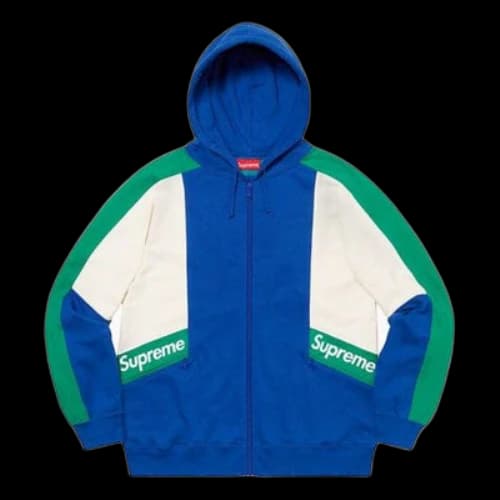 Supreme SS20 Week 3 Color Blocked Zip Up Hooded Sweatshirt