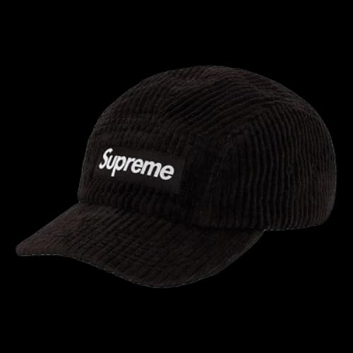 Supreme Wide Wale Corduroy Camp Cap 'Black White'