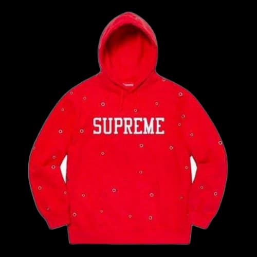 Supreme Eyelet Hooded Sweatshirt 'Red White'