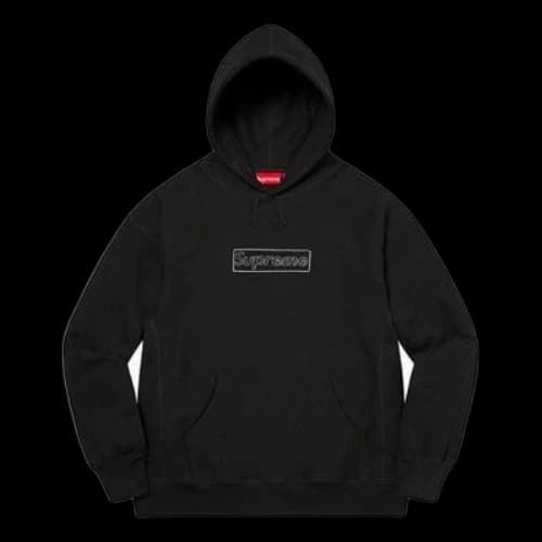 Supreme x KAWS Chalk Logo Hooded Sweatshirt 'Black White'