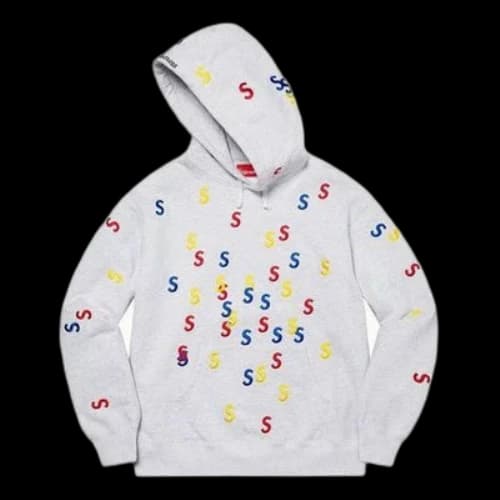 Supreme Embroidered S Hooded Sweatshirt 'White Yellow Red Blue'