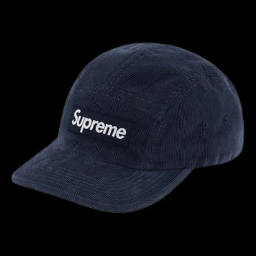 Supreme Fine Wale Corduroy Camp Cap 'Navy White'