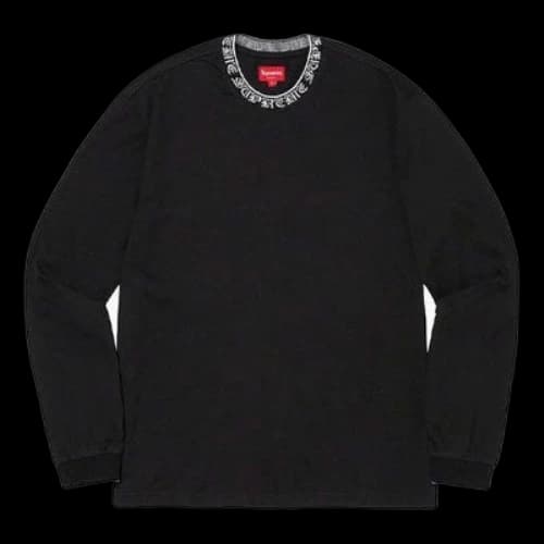 Supreme Old English Collar L/S T-Shirt 'Black White'
