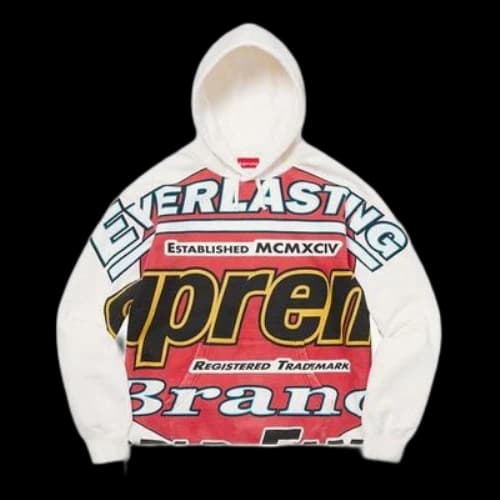 Supreme Everlasting Hooded Sweatshirt 'White Red Black'