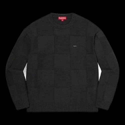 Supreme Tonal Checkerboard Small Box Sweater 'Black'