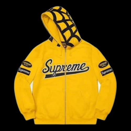 Supreme x Vanson Leathers Spider Web Zip Up Hooded Sweatshirt 'Yellow Black'
