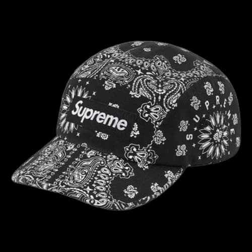 Supreme Bandana Camp Cap 'Black White'