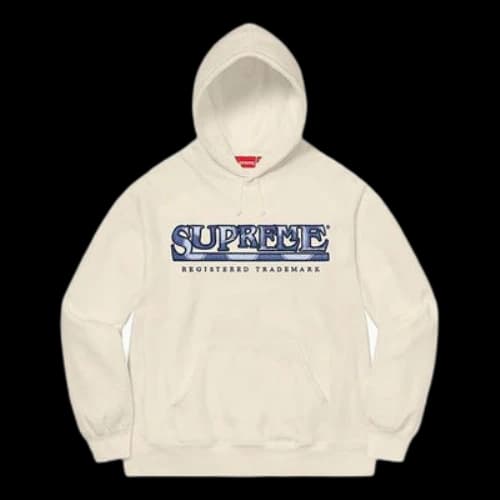 Supreme Denim Logo Hooded Sweatshirt 'White Blue'
