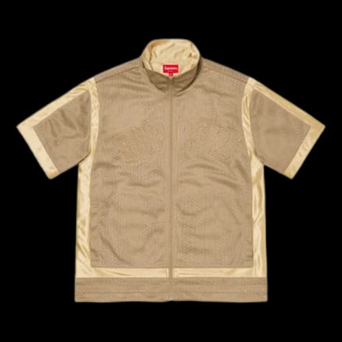 Supreme SS21 Week 18 Mesh Warm Up Top Alphabet Logo Splicing Zipper Short Sleeve Unisex