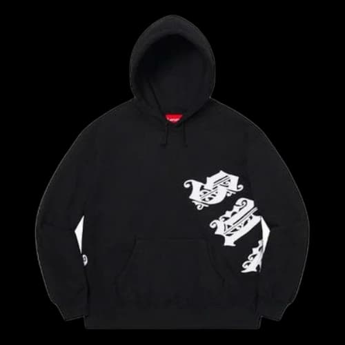 Supreme Old English Wrap Hooded Sweatshirt 'Black White'