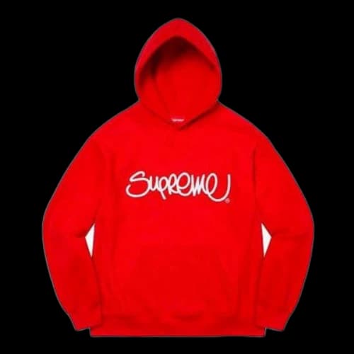 Supreme Raised Handstyle Hooded Sweatshirt 'Red White'
