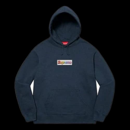 Supreme Bling Box Logo Hooded Sweatshirt 'Navy White'