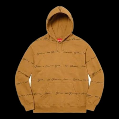 Supreme Script Stripe Hooded Sweatshirt 'Tan Black'