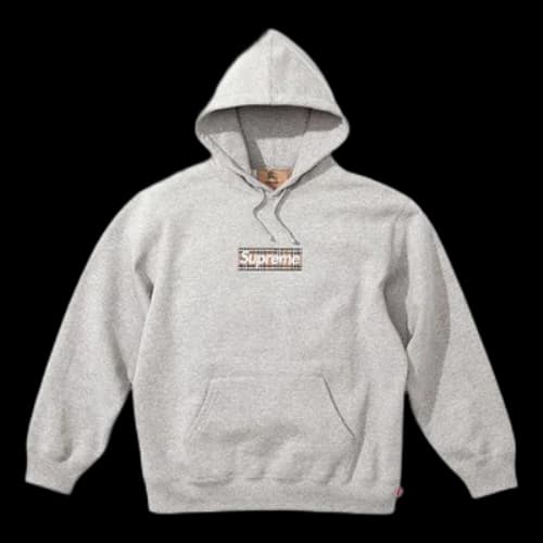 Supreme x Burberry Box Logo Hooded Sweatshirt 'Grey White'
