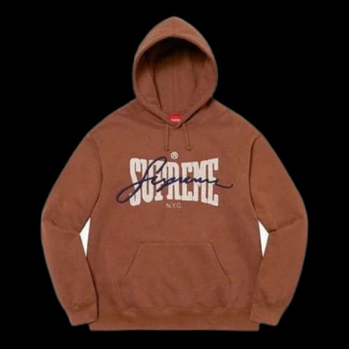 Supreme Embroidered Chenille Hooded Sweatshirt 'Brown White'