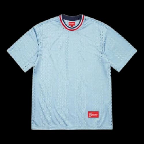Supreme SS22 Week 18 Perforated Stripe Warm Up Top Tee