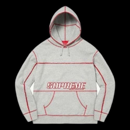 Supreme Coverstitch Hooded Sweatshirt 'Grey Red'