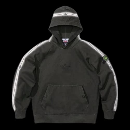 Supreme x Stone Island Stripe Hooded Sweatshirt 'Black White'