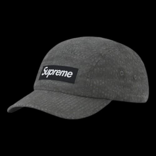 Supreme Washed Seersucker Camp Cap 'Grey Black White'