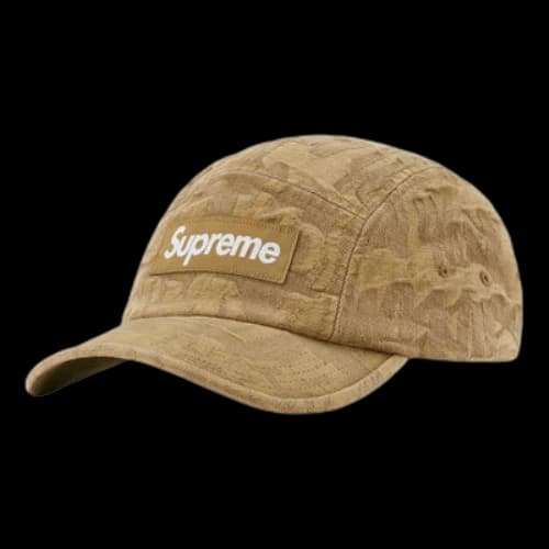 Supreme Fat Tip Jacquard Denim Camp Cap 'Tan White'