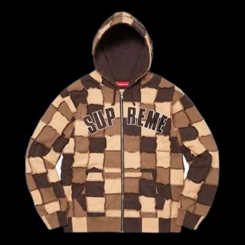 Supreme Reverse Patchwork Zip Up Hooded Sweatshirt 'Brown Tan'
